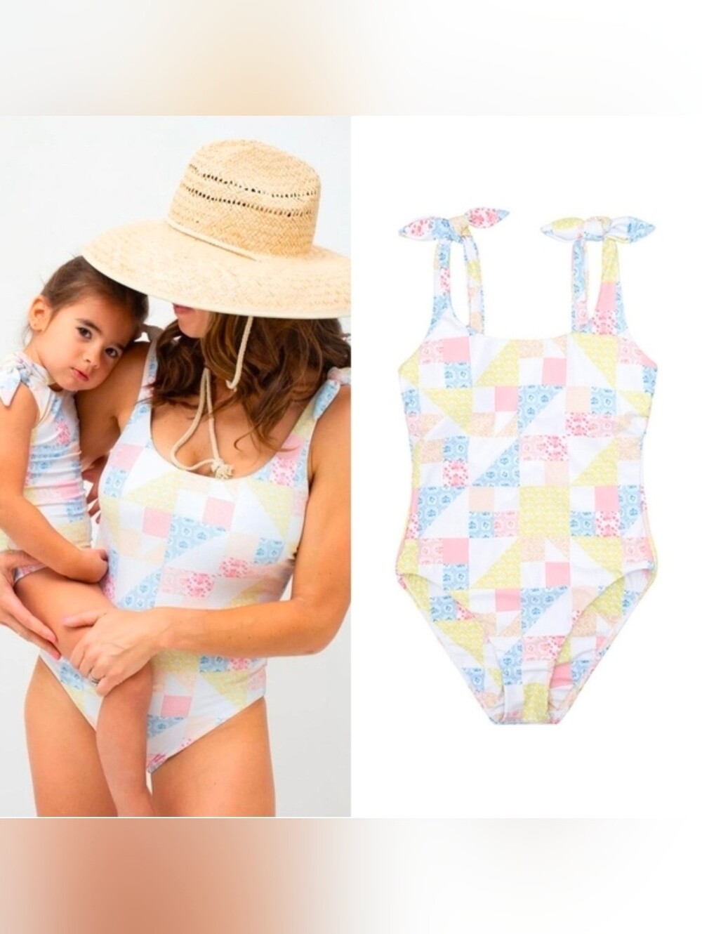 Minnow X Maisonette Patchwork Tie Knot One Piece Swimsuit